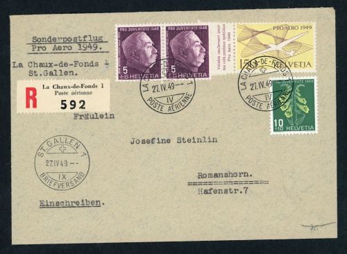 Schweiz Michel Nummer 518 FDC, Einschreiben 1949