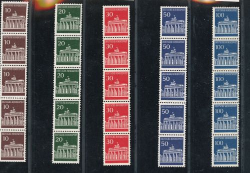 Bundesrepublik Michel Nummer 506v - 510v postfrisch 5er Streifen Rollenmarke