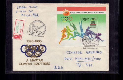 Ungarn Block 175A Olympia Beleg 1985