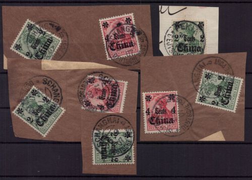 Deutsche Auslandspostämter China Lot Briefstücke gestempelt