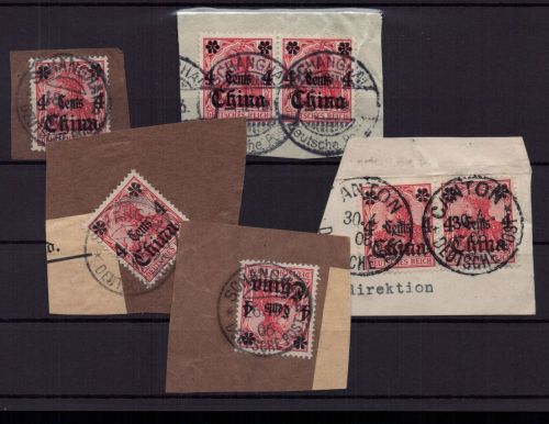 Deutsche Auslandspostämter China Lot Briefstücke gestempelt