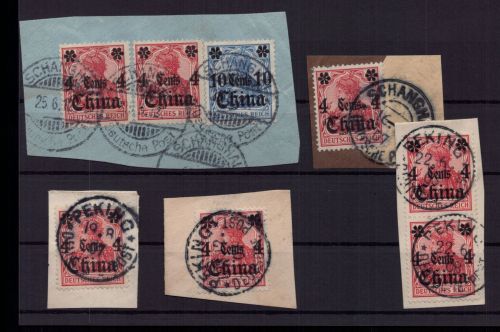 Deutsche Auslandspostämter China Lot Briefstücke gestempelt
