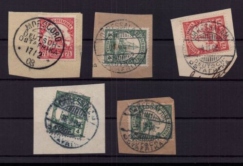 Deutsche Kolonien Deutsch Ostafrika Lot Briefstücke gestempelt