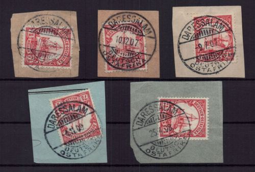 Deutsche Kolonien Deutsch Ostafrika Lot Briefstücke gestempelt