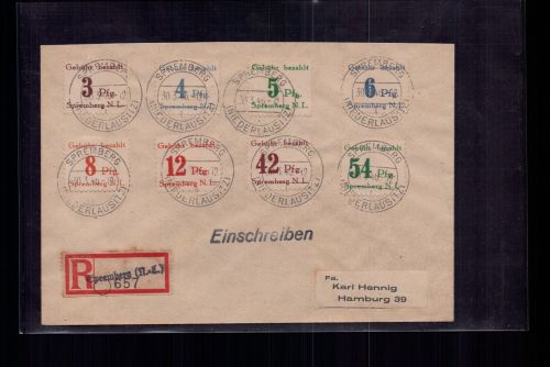 Deutsche Lokalausgaben Einschreiben Spremberg MiFr nach Hamburg 1946