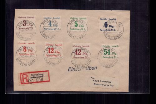 Deutsche Lokalausgaben Einschreiben Spremberg MiFr nach Hamburg 1946