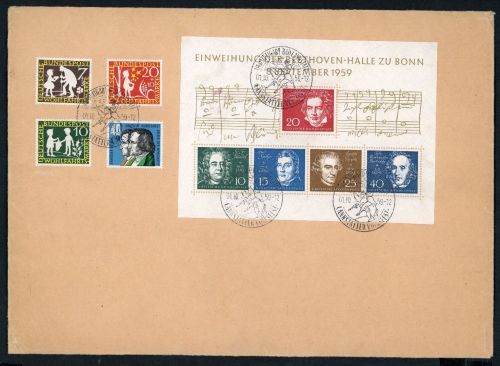Bund Michel Nr. 322 - 325 mit Ersttagsstempel 1.10.59 ( Cannstatter Volksfest)