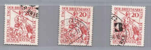 DDR Michel Nummer 544 II, IV + VI Plattenfehler gestempelt
