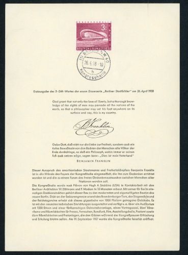 Berlin ETB Ersttagsblatt Nummer 37 - Michel Nummer 154