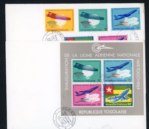 Togo Michel Nummer 441A - 445A + Block 16 FDC