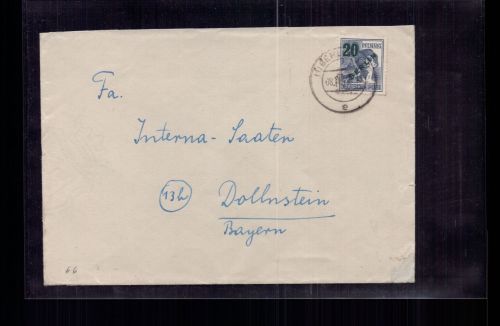 Berlin MiNr 66 EF nach Dollnstein 1948