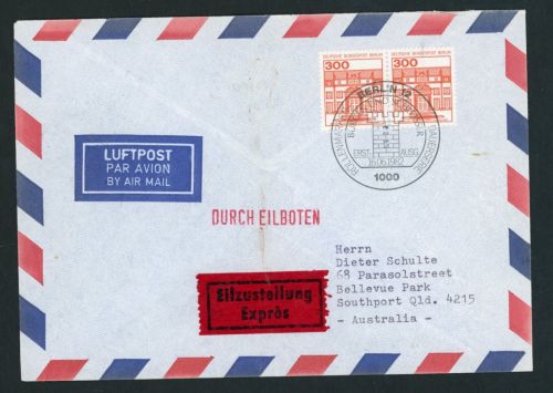 Berlin Ersttagsbrief Michel Nummer 677 Burgen und Schlösser waagerechtes Paar