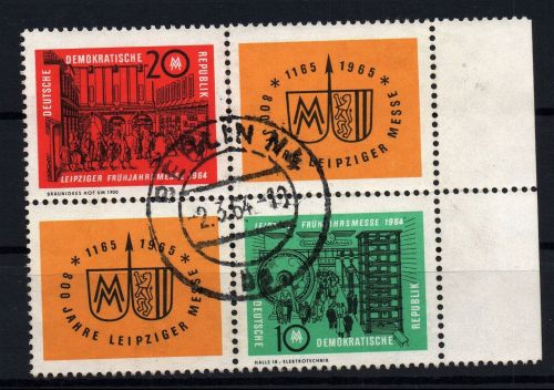 DDR Michel-Nr. 1012 + 1013, 4er-Block, gestempelt