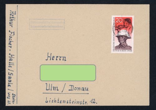 DDR Michel Nummer 662 Einzelfrankatur , Halle - Ulm