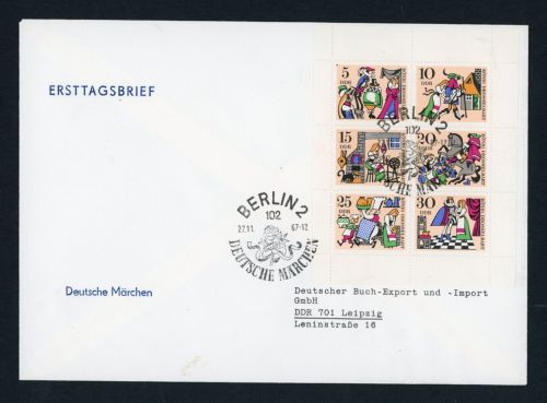 DDR Block Michel Nummer 1323 - 1328 Kleinbogen Märchen FDC