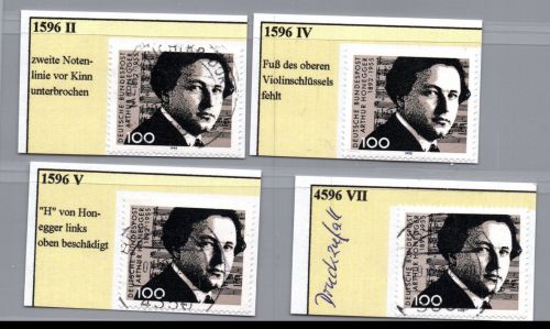 Bund Plattenfehler Michel Nr. 1596 , II , IV + V gestempelt / postfrisch