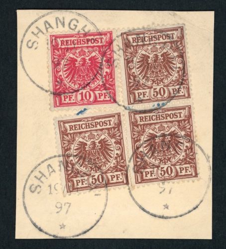 Dt. Auslandspostämter China Vorläufer Briefstück Michel Nr. V50 + V47 1897