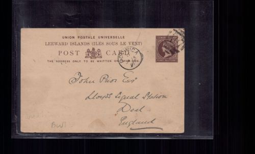 Leeward Inseln - Ganzsache Dominica 1891 nach Deal England