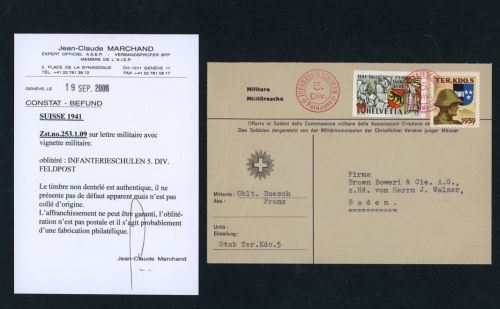 Schweiz Michel Nr. 398U auf Infanterieschulen Feldpost - Befund
