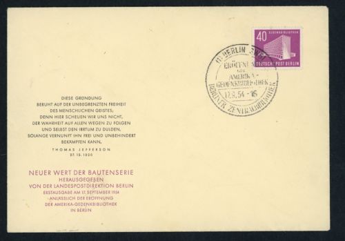 Berlin Michel Nummer 122 FDC