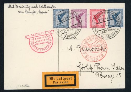 Dt. Reich Luftpost Schleuderflug Dampfer Bremen - 1934 , Katapult Post, Befund