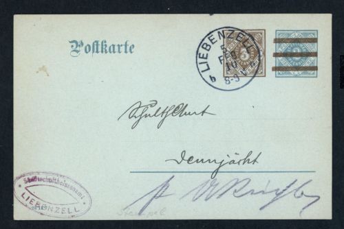 Württemberg Ganzsache - Liebenzell 5.2.1910