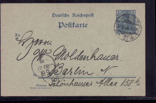 DR Reichspost Ganzsache P 44 a I Berlin 1900