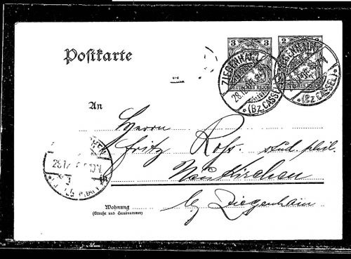 Dt. Reich MiNr P 70 X Ganzsache Ziegenhain n. Neukirchen 1906