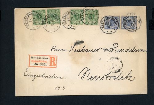 Deutsche Kolonien Dt. Südwestafrika MiFr Einschreiben Keetmanshoop 1897 , Siegel