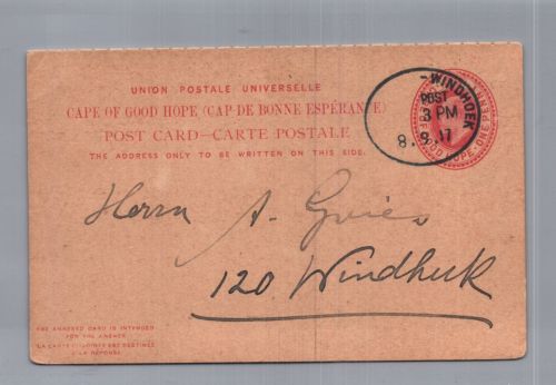 Cap der Guten Hoffenung Ganzsache , Windhoek 1917