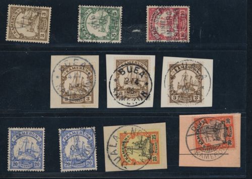 Deutsche Kolonien Kamerun Lot aus 7 / 12 gestempelt