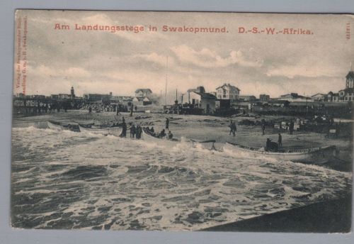 Dt. Kolonien Südwestafrika , Ansichtskarte Landungssteg Swakopmund 1913