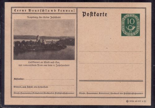 Bund Ganzsachen Postkarte - lernt Deutschland kennen - ungebraucht