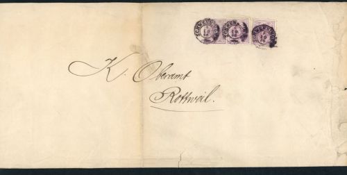 Württemberg Ganzsache Großformat Umschlag mit Zusatzfrankatur Schwenningen 1886