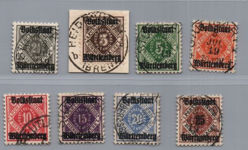 Württemberg Dienstmarken Michel Nr. 134 - 141 gestempelt