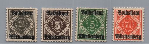 Württemberg Dienstmarken Michel Nr. 134 - 137 postfrisch