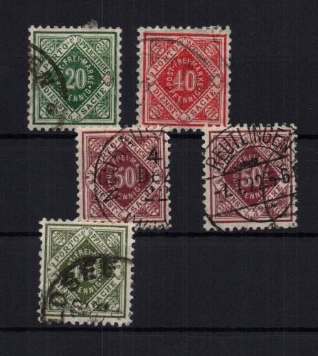 Württemberg Dienstmarken Lot aus Michel Nr. 152 - 155 gestempelt