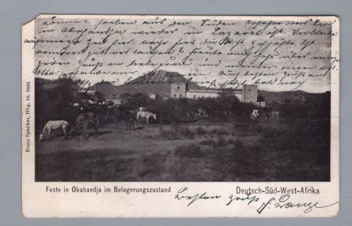 Dt. Kolonien Südwestafrika Ansichtskarte Feste Okahandja Feldpost 1905