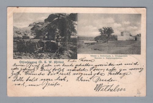 Dt. Kolonien Südwestafrika Ansichtskarte Otjimingue / Kaserne Swakopmund 1905
