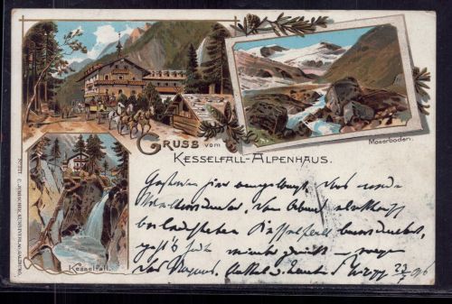 Ansichtskarte Österreich Gruss vom Kesselfall Alpenhaus 1896 nach Oppeln