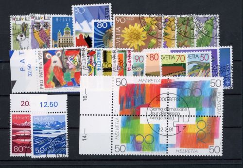 Schweiz Jahrgang 1991 Michel Nummer 1436 - 1460 gestempelt