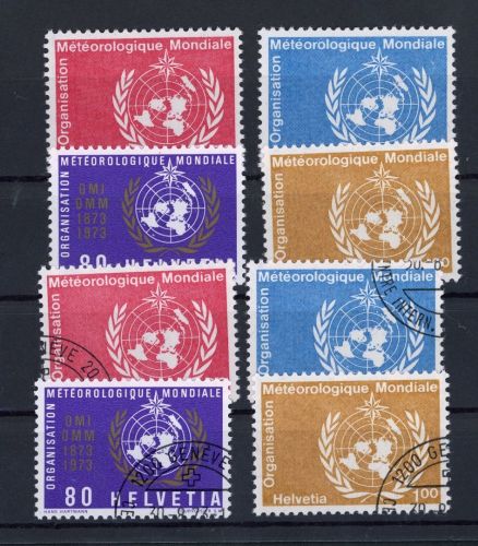 Schweiz Ausg. f. Int. Org. , OMM / WMO Michel Nr. 10-13 gestempelt + postfrisch