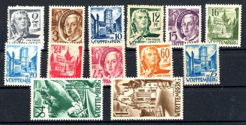 Alliierte Besetzung Franz. Zone Württemberg Michel Nr 1 - 13 postfrisch