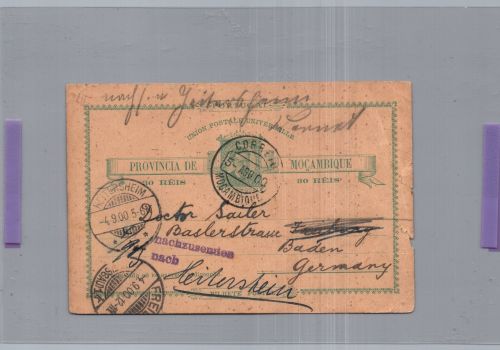 Portugal Ganzsache Kolonie Mocambique nach Heitersheim 1900
