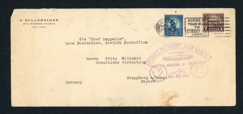 Zeppelin Beleg USA - Lakehurst 1928 nach Steppberg mit Inhalt