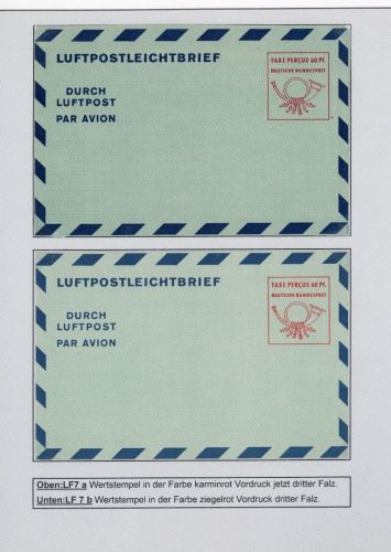Bund Ganzsache Luftpostleichtbrief LF 7a + LF 7b ungebraucht