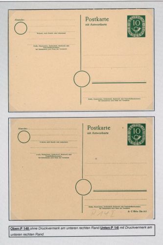 Bund Ganzsache P14I + P14 II ungebraucht