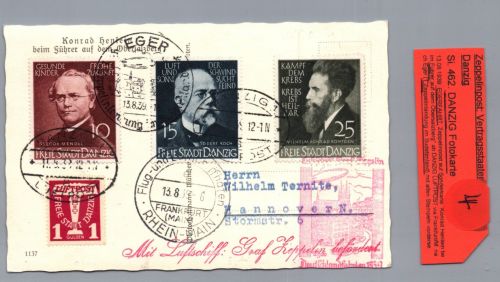 Zeppelin Vertragsstaaten - Danzig Egerfahrt nach Hannover 1939