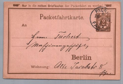 Brief - Privat Stadtpost - Berlin Packetfahrt Karte - gelaufen 1895