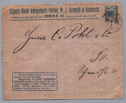 Brief - Privat Stadtpost - Berlin Packetfahrt Brief - Export Handel Adressbuch